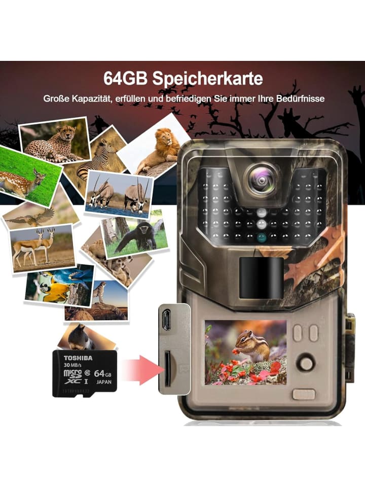 COFI 1453 Wildkamera 30MP 4K mit WLAN & App – Nachtsicht & Bewegungsmelder in Schwarz günstig kaufen onesize