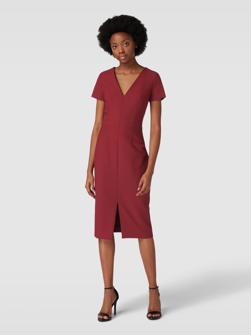 Midikleid mit V-Ausschnitt Modell 'Kalamara' in bordeaux rot