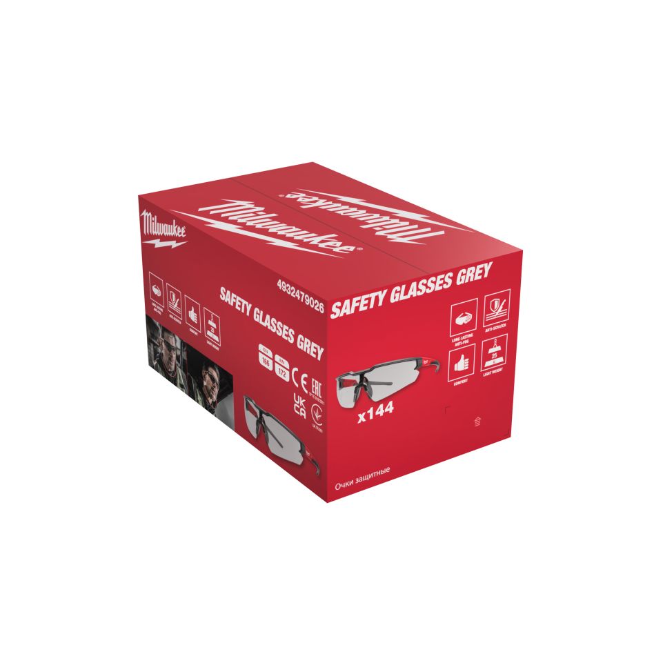 Milwaukee Accessoires 4932479026 Bulk veiligheidsbrillen grijs - 144 stuks