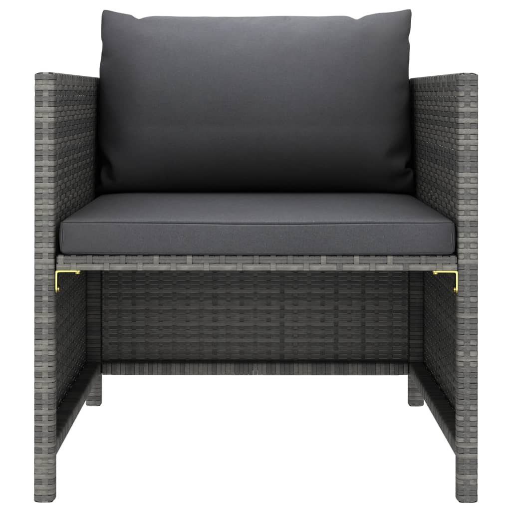vidaXL Loungesofa Gartensofa mit Kissen Grau Poly Rattan, 1 Teile