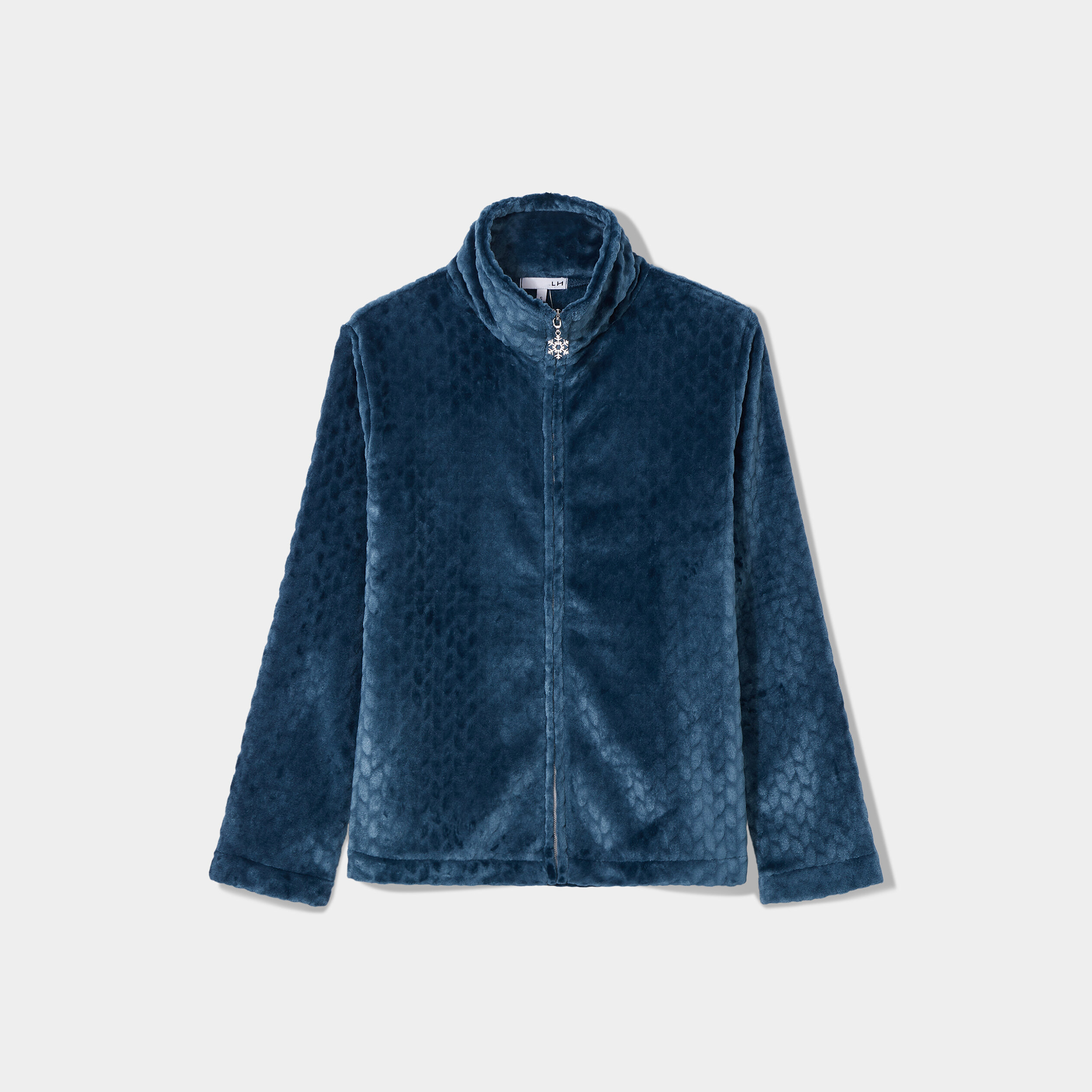 Veste pyjama pilou zippée col montant bleu canard femme | La Halle