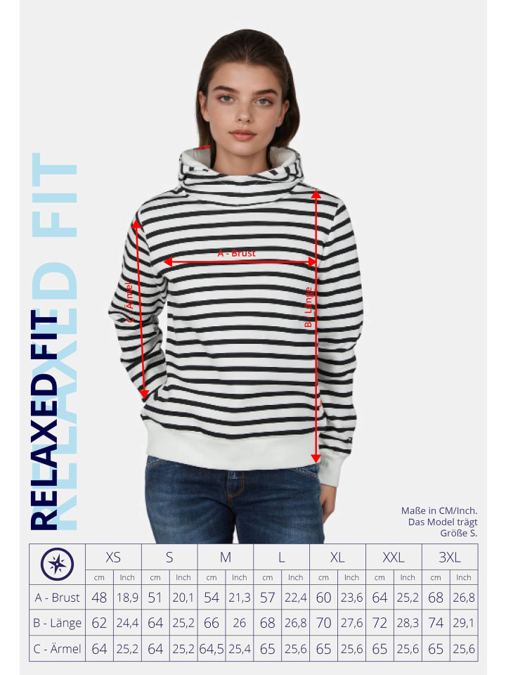 Salzhaut Hoodie TIUTEN in Navy Offwhite günstig kaufen