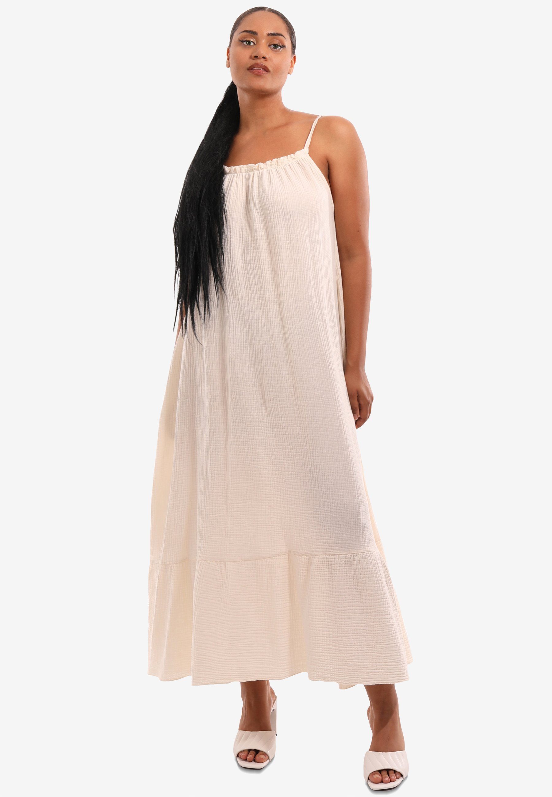 YC Fashion & Style Maxikleid Schwingendes Maxikleid aus Baumwolle in Musselin-Qualität