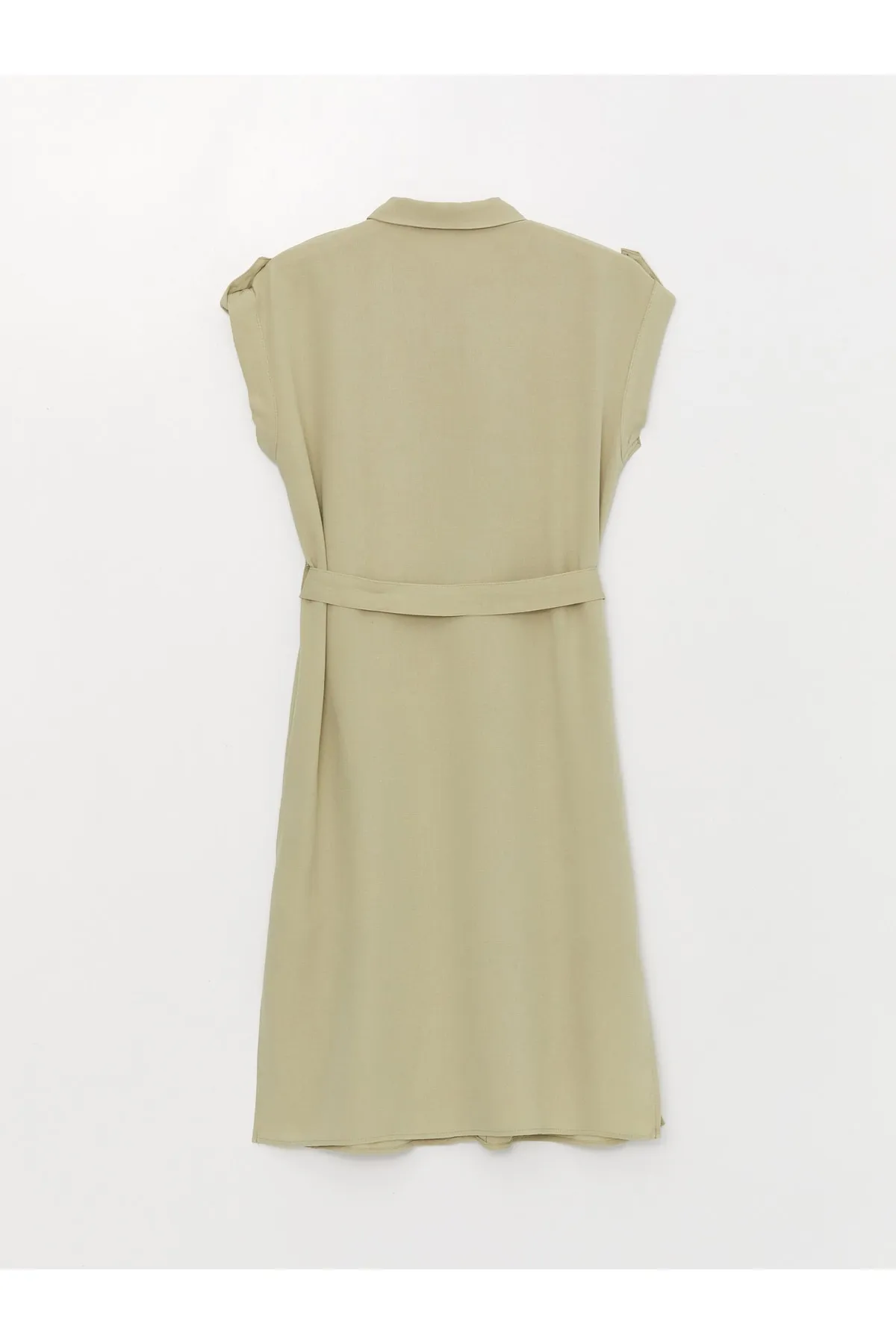 LC Waikiki  Schlichtes, kurzärmliges Damen-Hemdkleid aus Leinenmischung