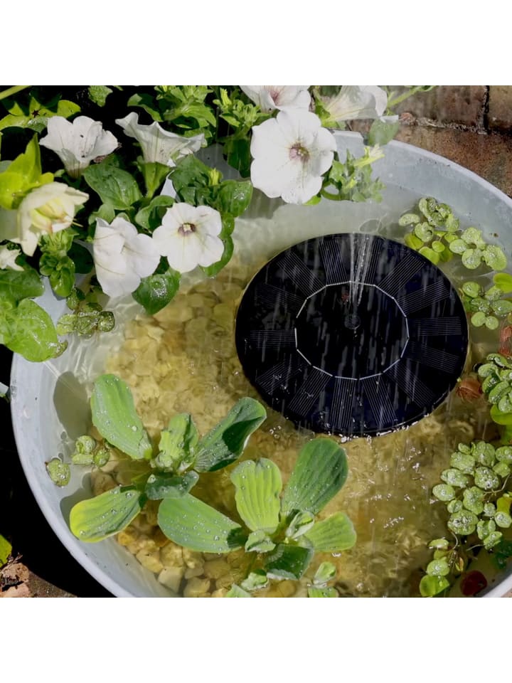 GORANDO Solar Teichpumpe schwimmende Fontäne 4 Aufsätze D: 16cm in schwarz günstig kaufen onesize