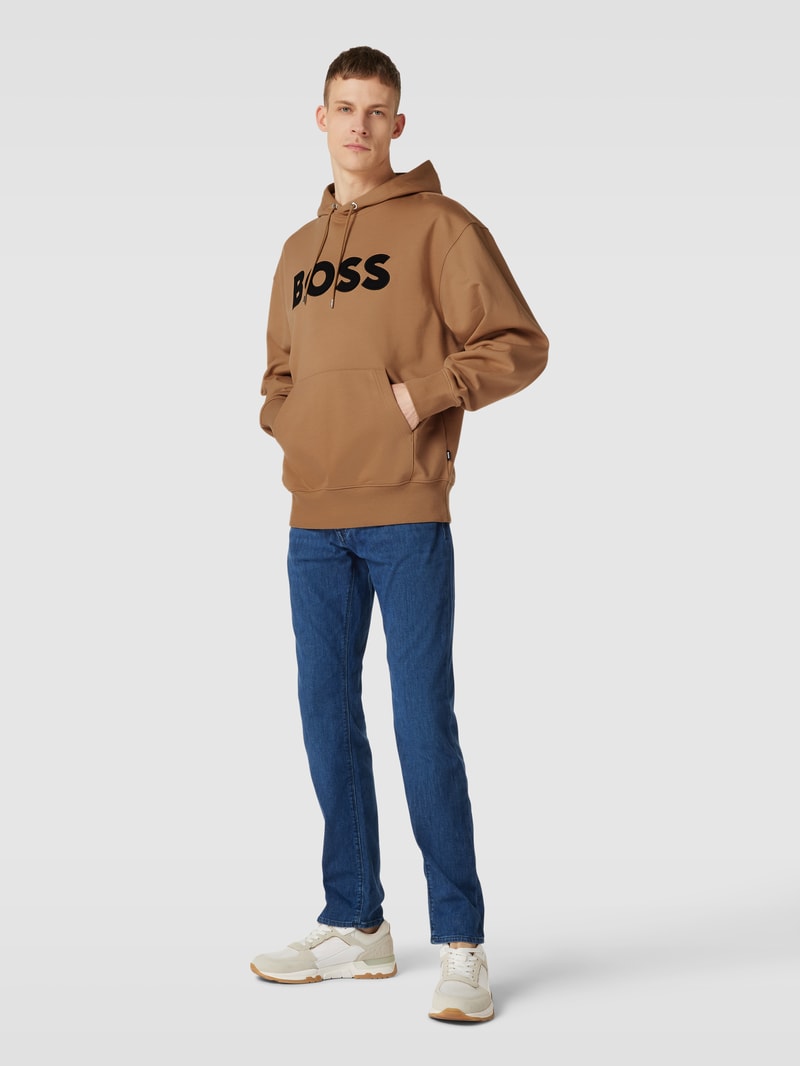 Hoodie mit Logo-Stitching Modell 'Sullivan' in beige