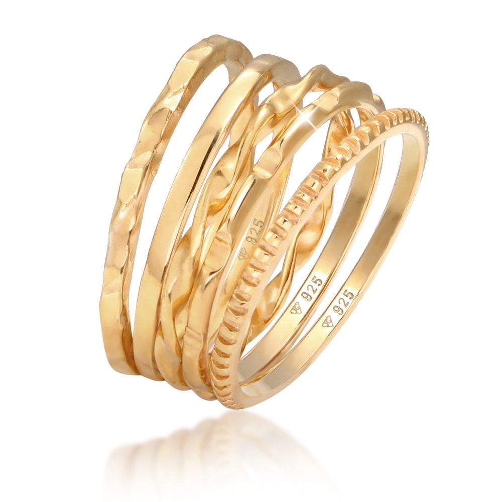 Elli Elli Bague Bagues superposées pour femmes - Lot de 5 - Tendance minimale filigran Bague