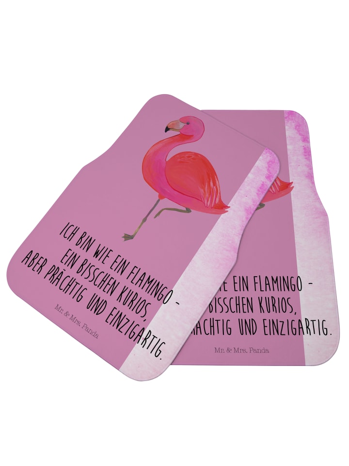 Mr. & Mrs. Panda Fahrer Autofußmatte Flamingo Classic mit Spruch in Aquarell Pink günstig kaufen onesize