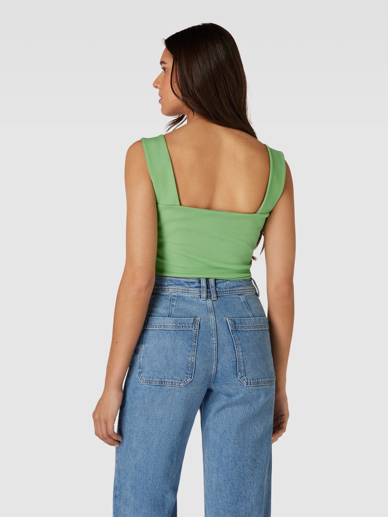 Crop Top in Ripp-Optik in grün