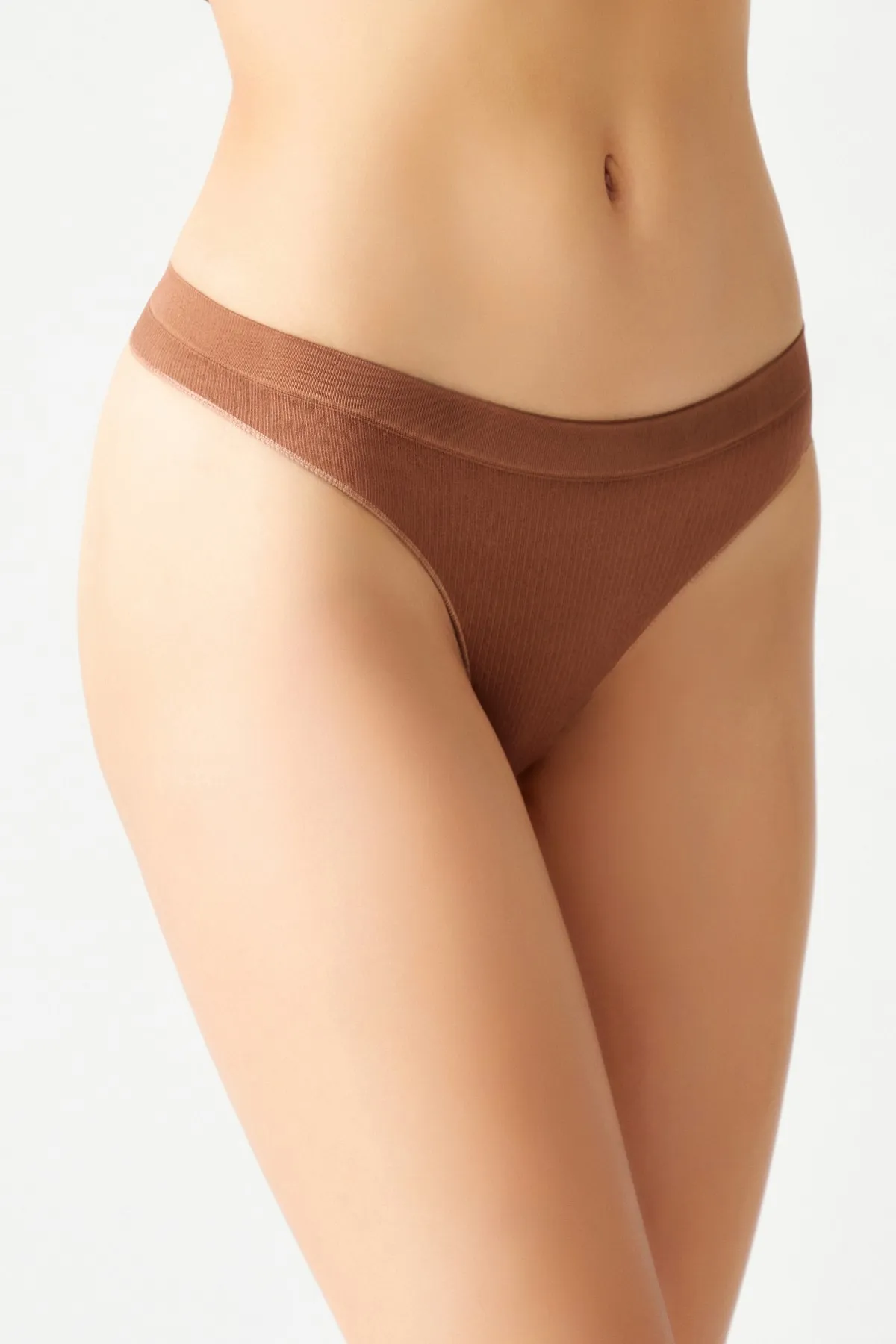 LOS OJOS  3-teiliges, geripptes, nahtloses Tanga-Höschen, 3 x Tanga
