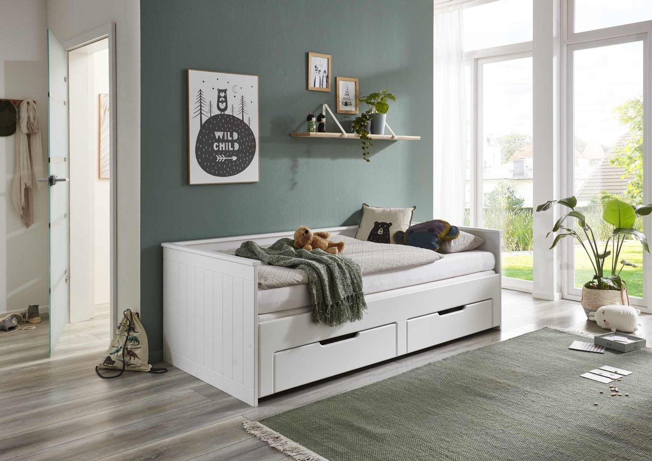 Relita Funktionsbett Clara 90x 200 auf 180 x 200 cm Liegefläche ausziehbar u. 2 Schubladen