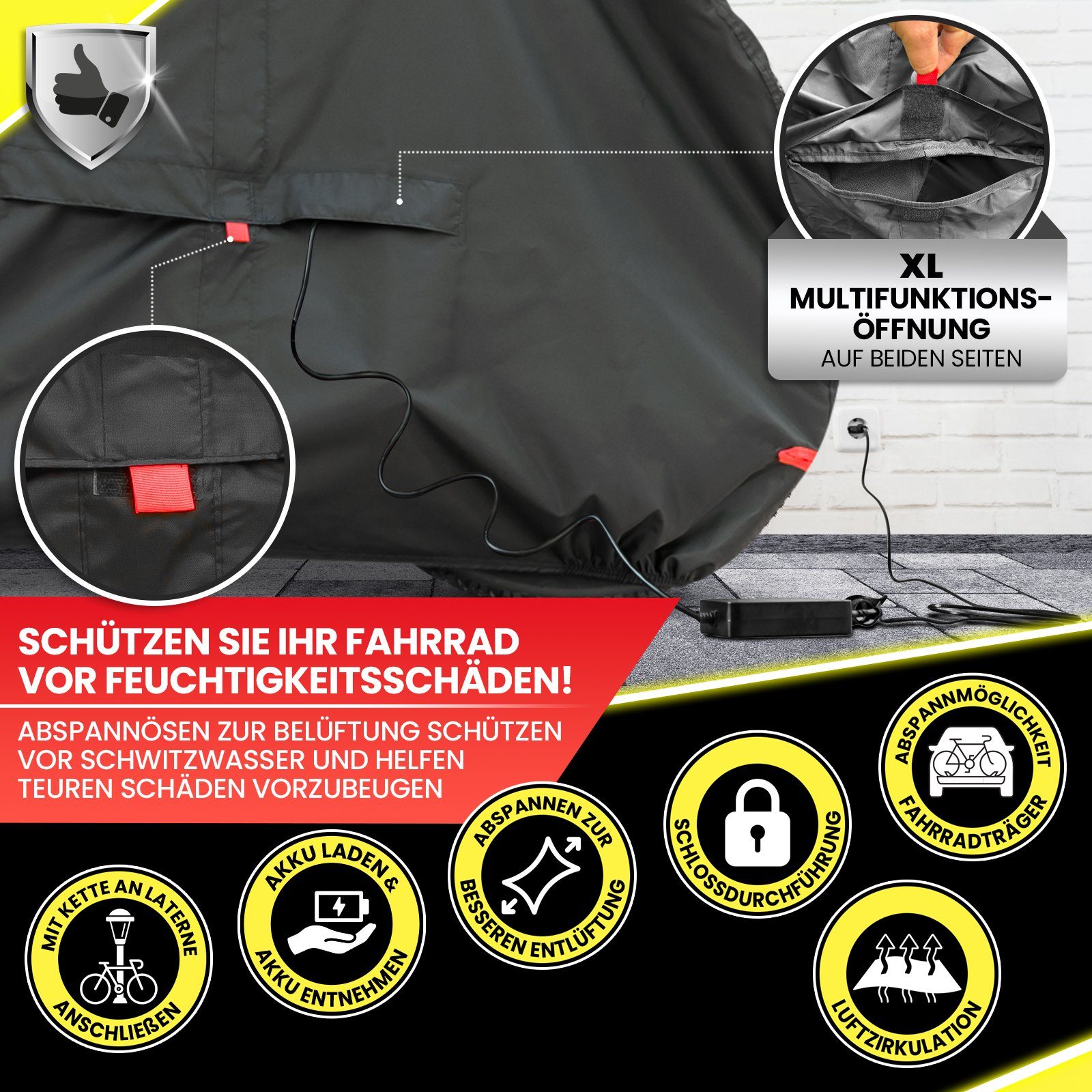 Dunlop Fahrradschutzhülle Fahrradgarage Rad Abdeckung bike cover, Premium Fahrradabdeckung Anti Rost 200x92x120 cm mit Transportbeutel