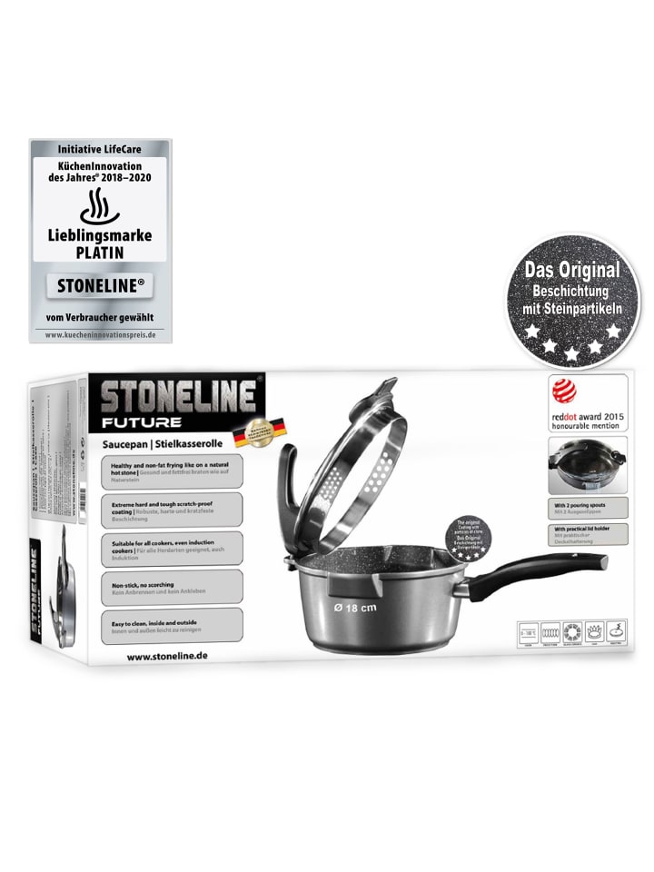 Stoneline Stielkasserolle 18 cm | mit Deckel in Grau günstig kaufen onesize