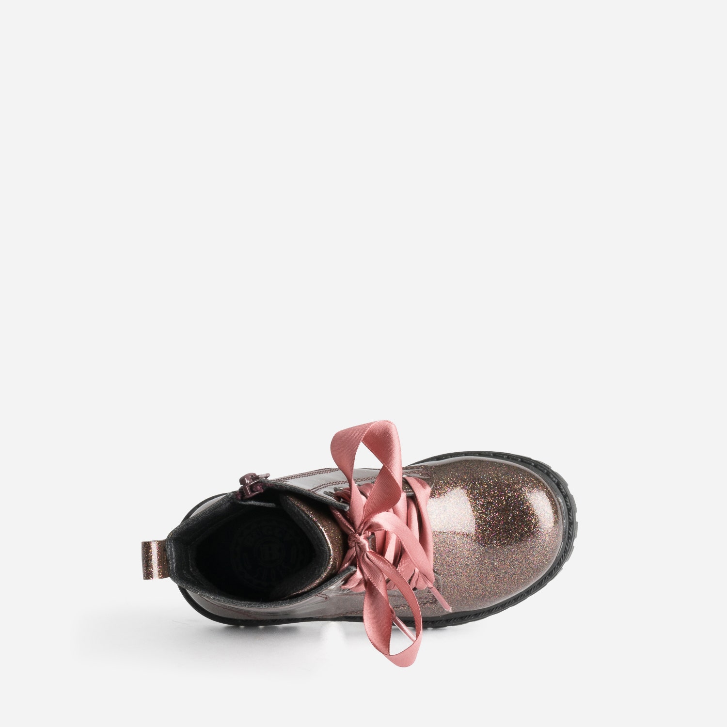 Boots à lacet BUGGY rose pailleté à lacet ruban