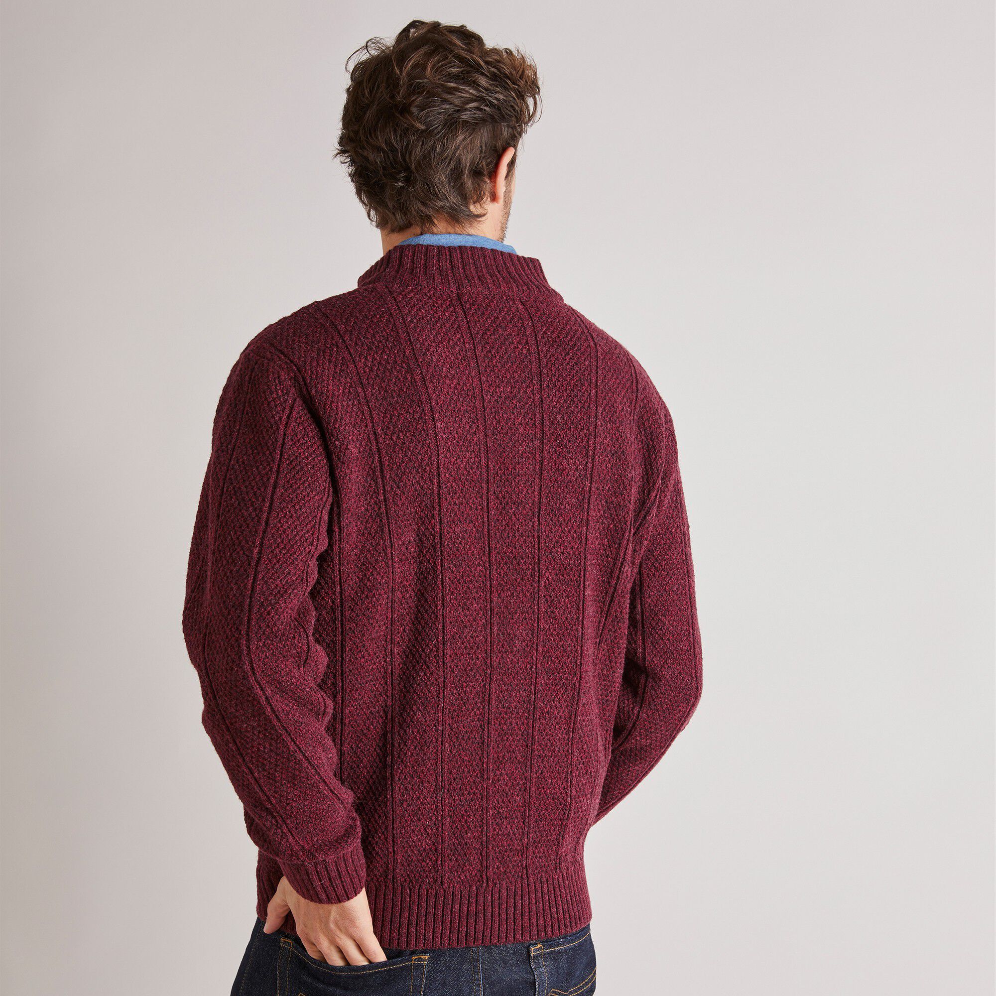 Gilet zippé maille irlandaise