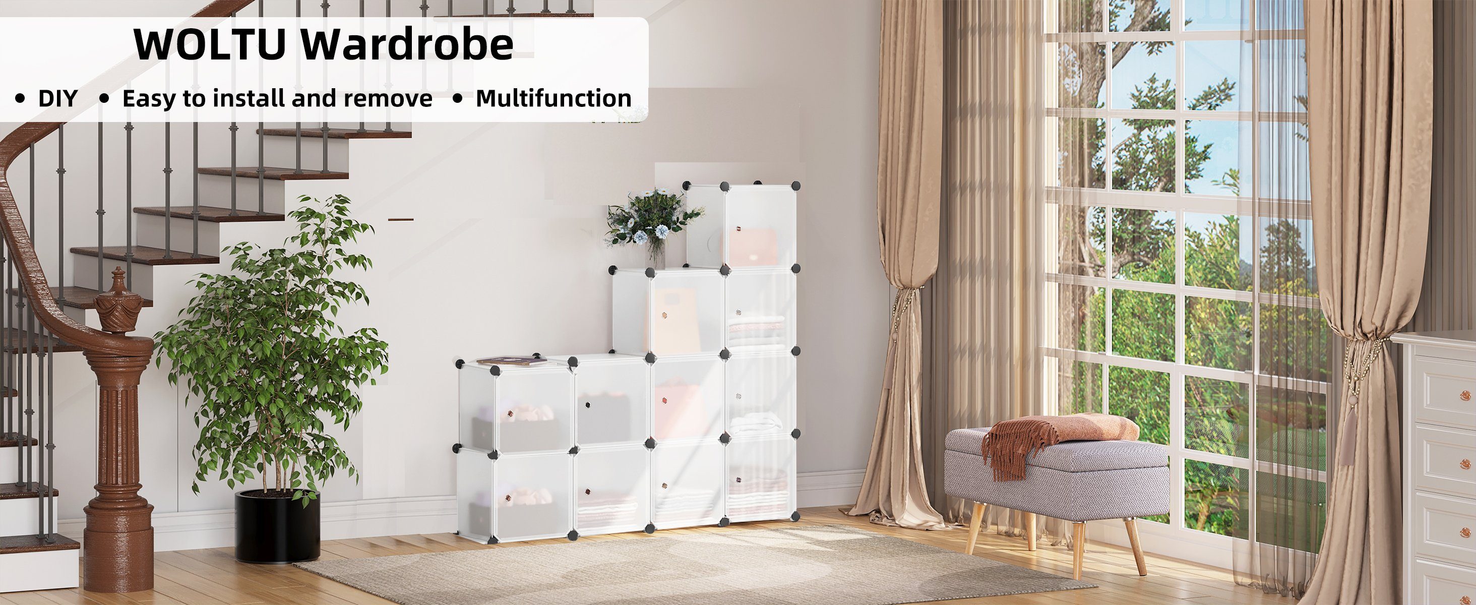 Woltu Steckregal, Set 11-tlg., Garderobenschrank DIY 11 Fächer, Kunststoff