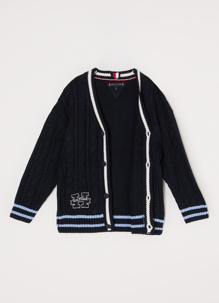 Cardigan tricotat cu împletitură și logo brodat Tommy Hilfiger