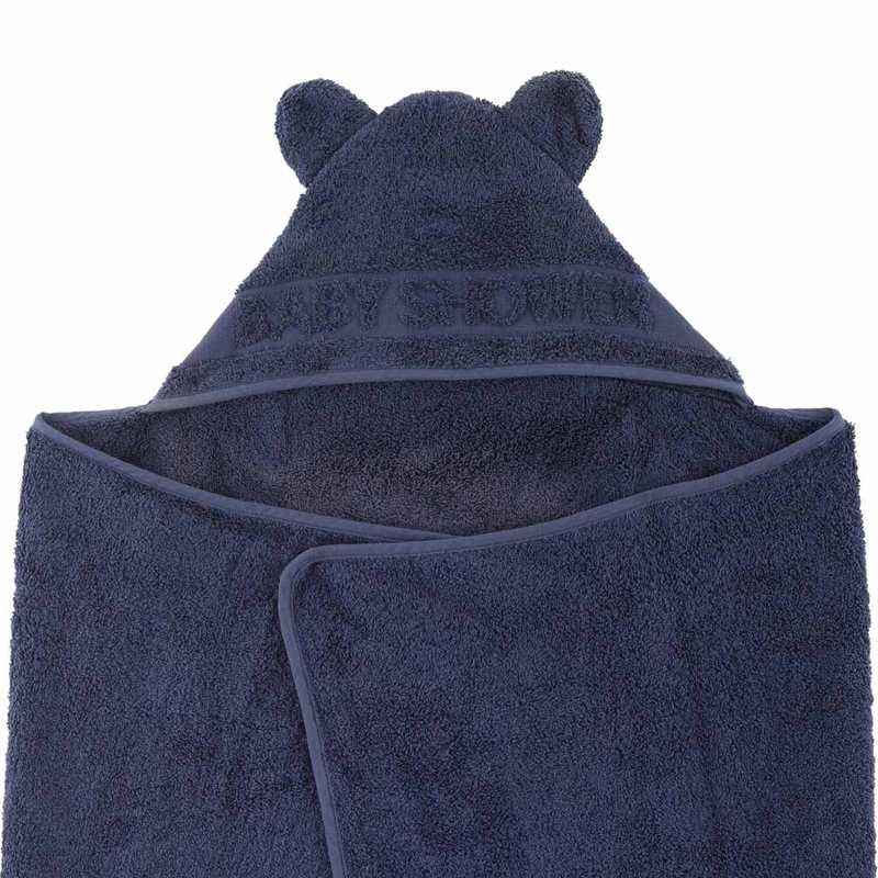 Cape de bain à oreilles Baby Shower bleu marine