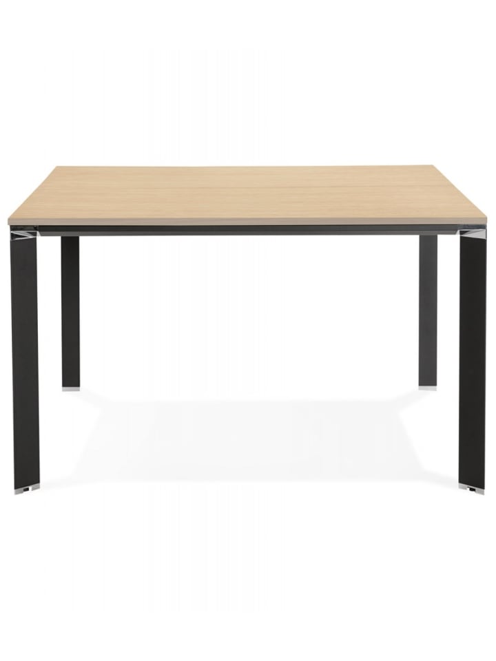 KADIMA DESIGN Quadratischer Schreibtisch aus Holz und Metall | Modern in Beige-Schwarz günstig kaufen