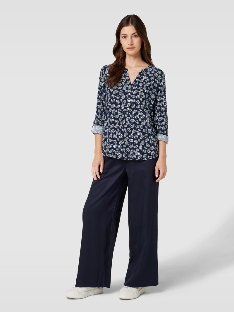 Blusenshirt mit Allover-Print in dunkelblau