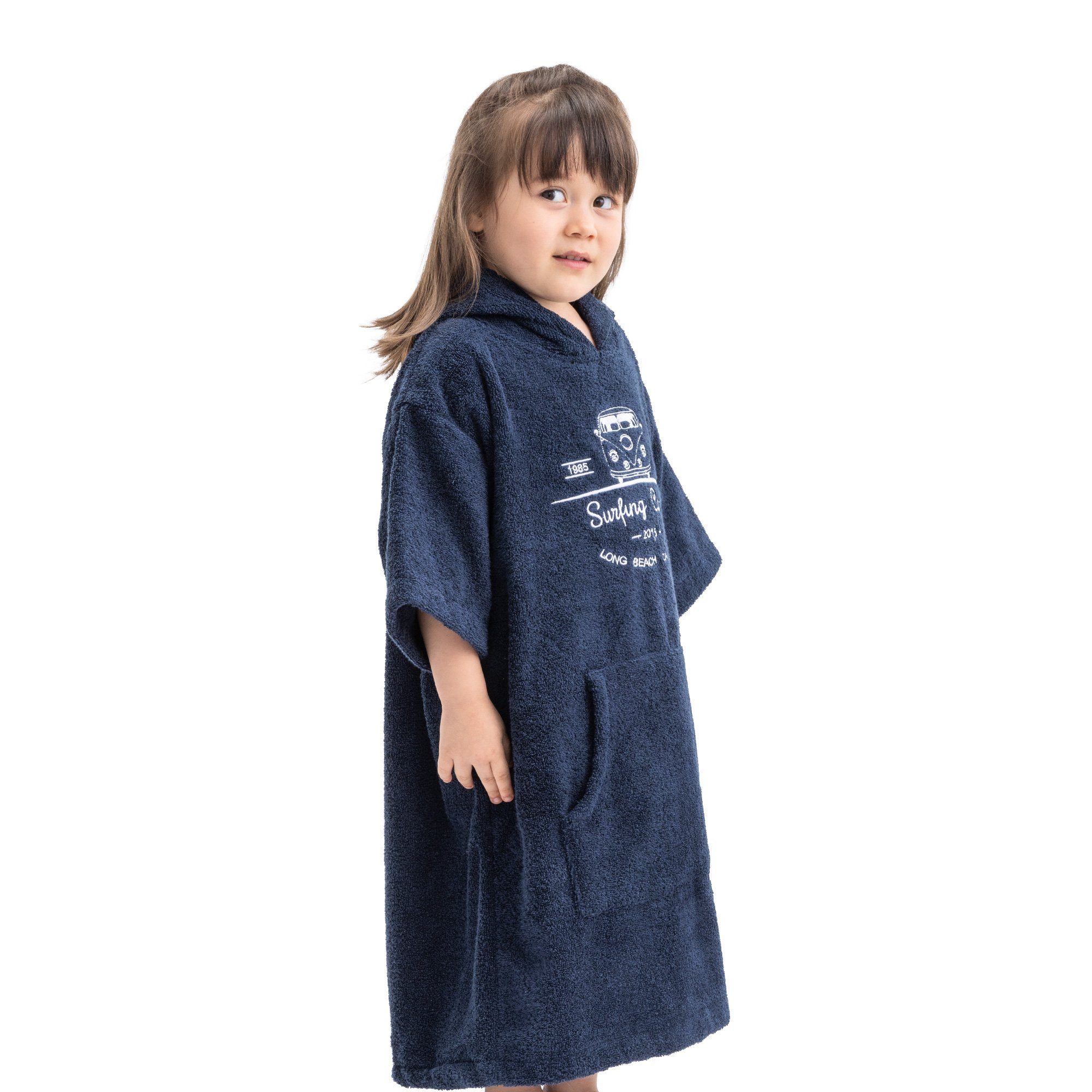 HOMELEVEL Bademantel Badeponcho Surfponcho für Kinder und Teenager mit Kapuze unisex, Baumwolle