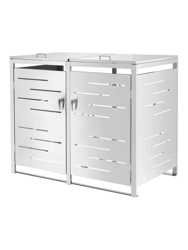 en.casa Mülltonnen Box Fahrenwalde für 2 Tonnen in Silber (B)132cm günstig kaufen onesize