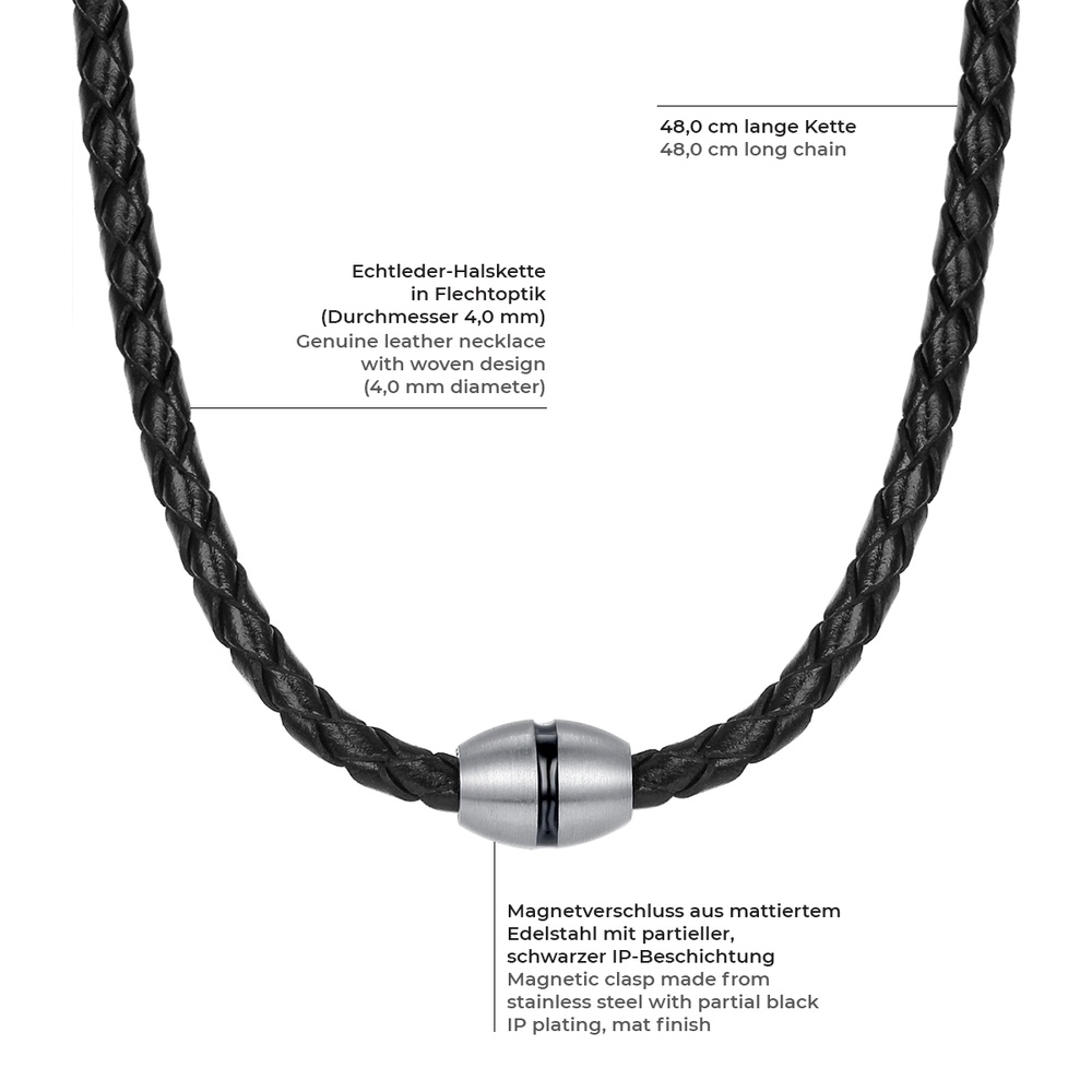 True Rebels Collier en cuir Cuir véritable en Noir collier