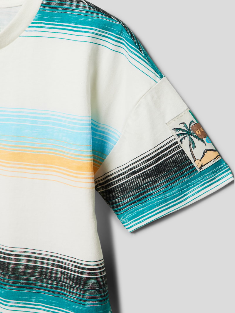 T-Shirt mit Streifenmuster in blau