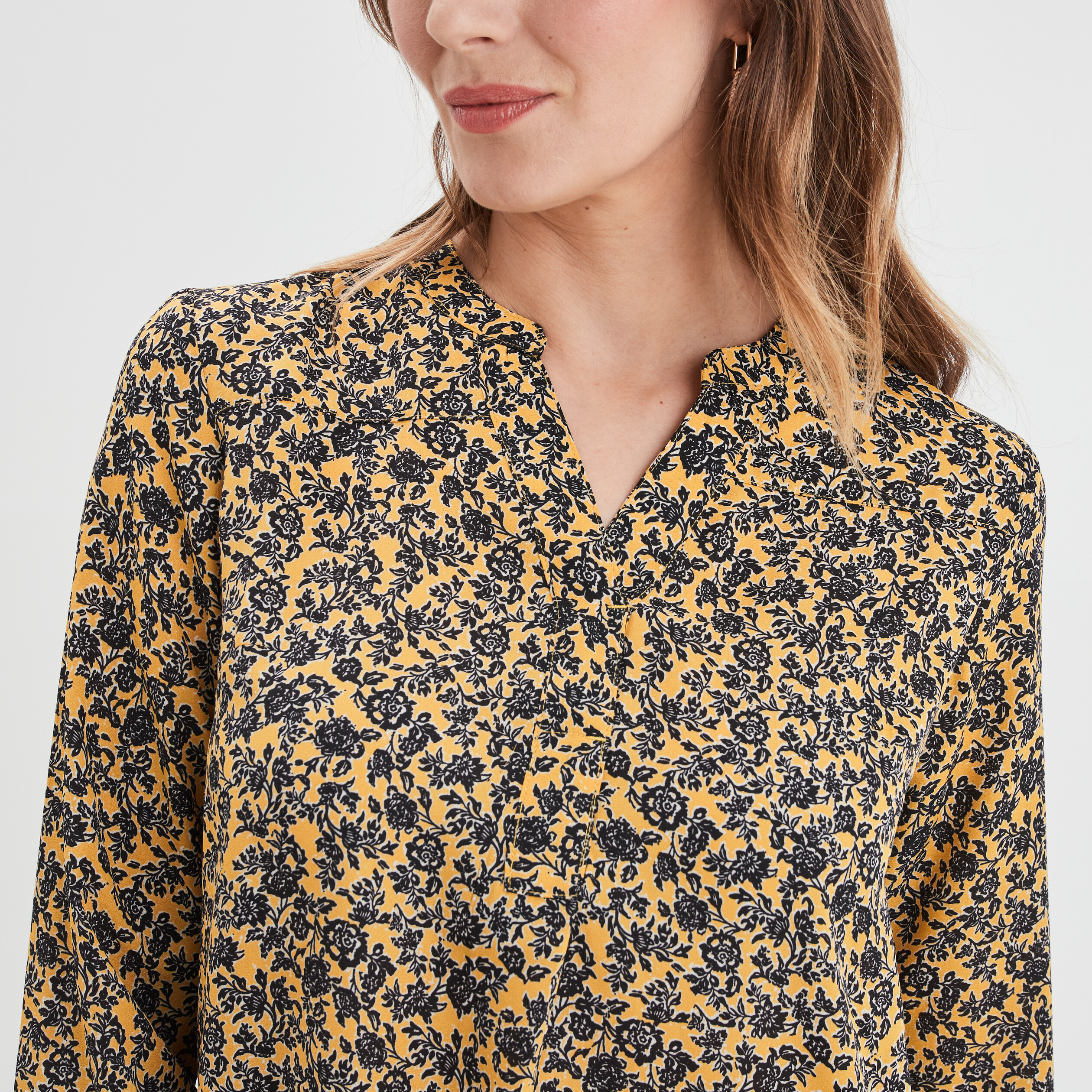 Blouse manches longues jaune moutarde femme | La Halle