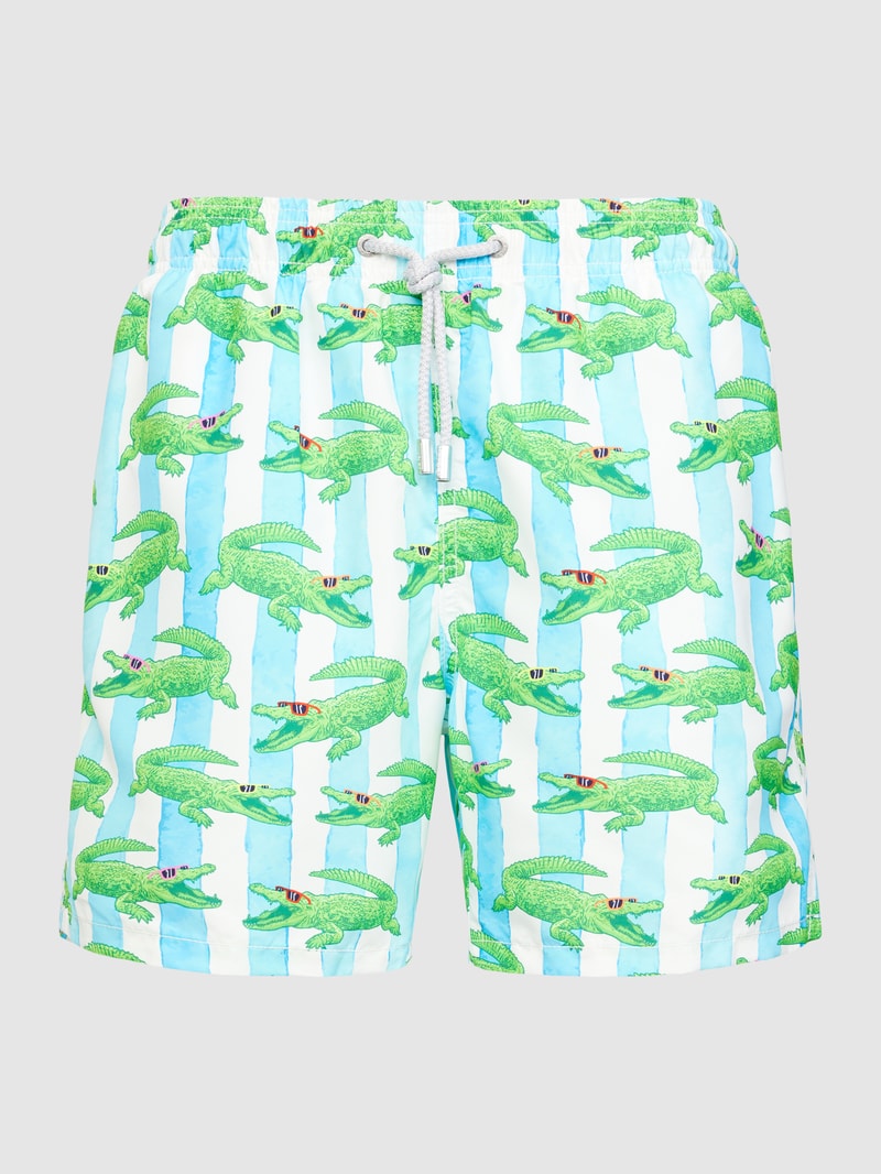 Badehose mit Allover-Muster Modell 'GUSTAVIA' in grün