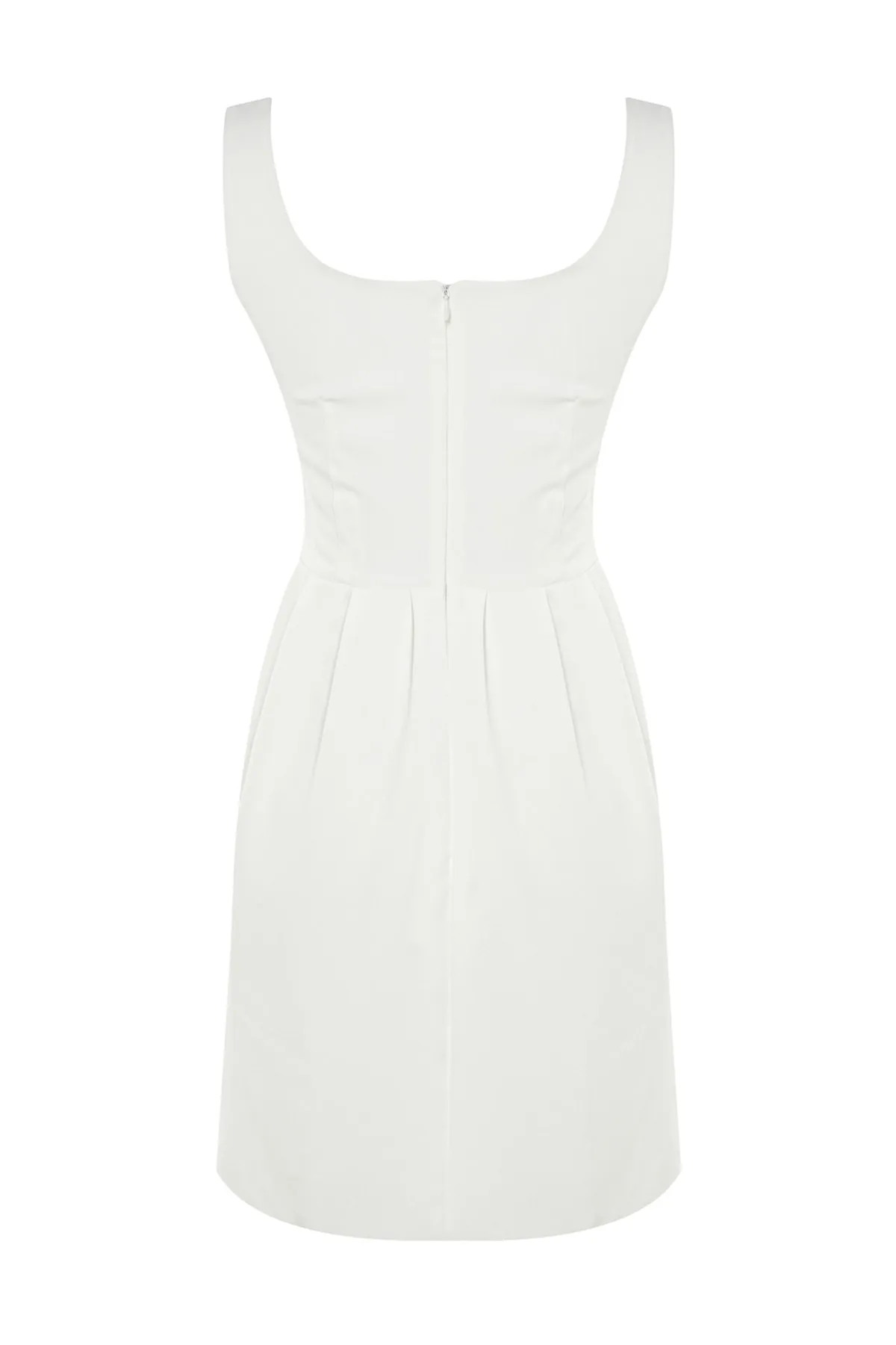 Trendyol Collection  Weißes, gewebtes Kleid mit Mini-Trägern und Volants TWOSS23EL00601