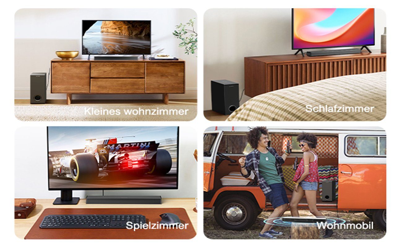 Ultimea 2.1 Surround TV Soundbar (5,25'' Tieftöner, BassMX, Bass Verbessert PC Lautsprecher)