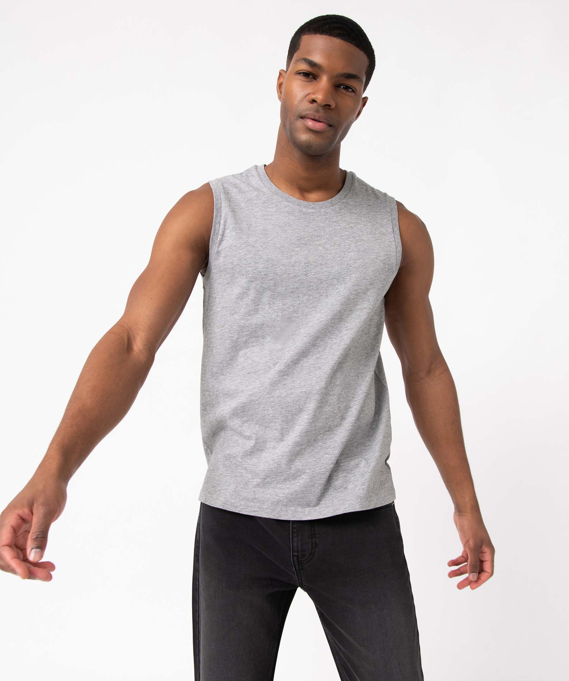 Débardeur homme à col rond gris | GEMO