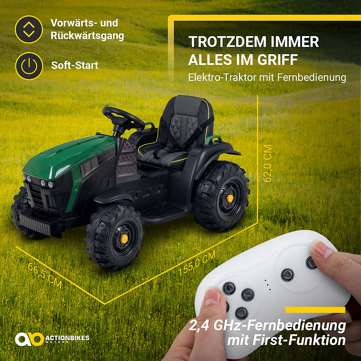 Kinder Elektroauto Kindertraktor mit Anhänger - TD925 - Staufach - Schaufel