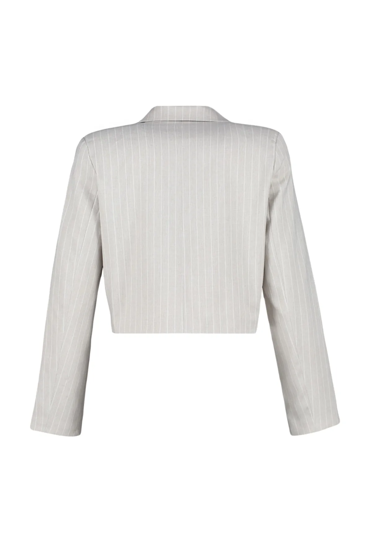 Trendyol Collection  Stone Regular Crop gewebte gestreifte Blazerjacke TWOSS23BC00029