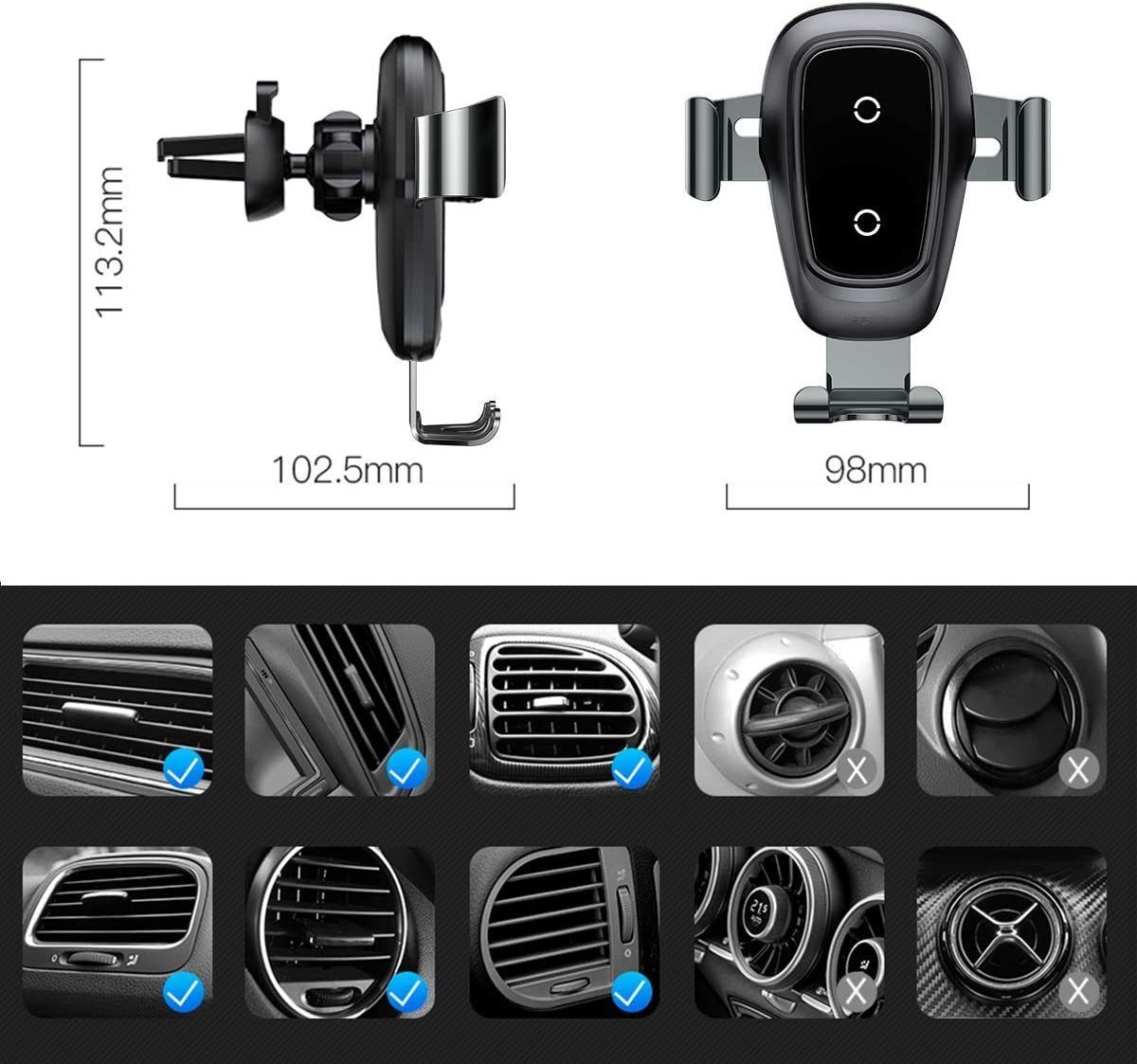 DOTMALL Baseus Wireless Charger Gravity Autohalterung Handyhalter Schwarz Handy-Halterung
