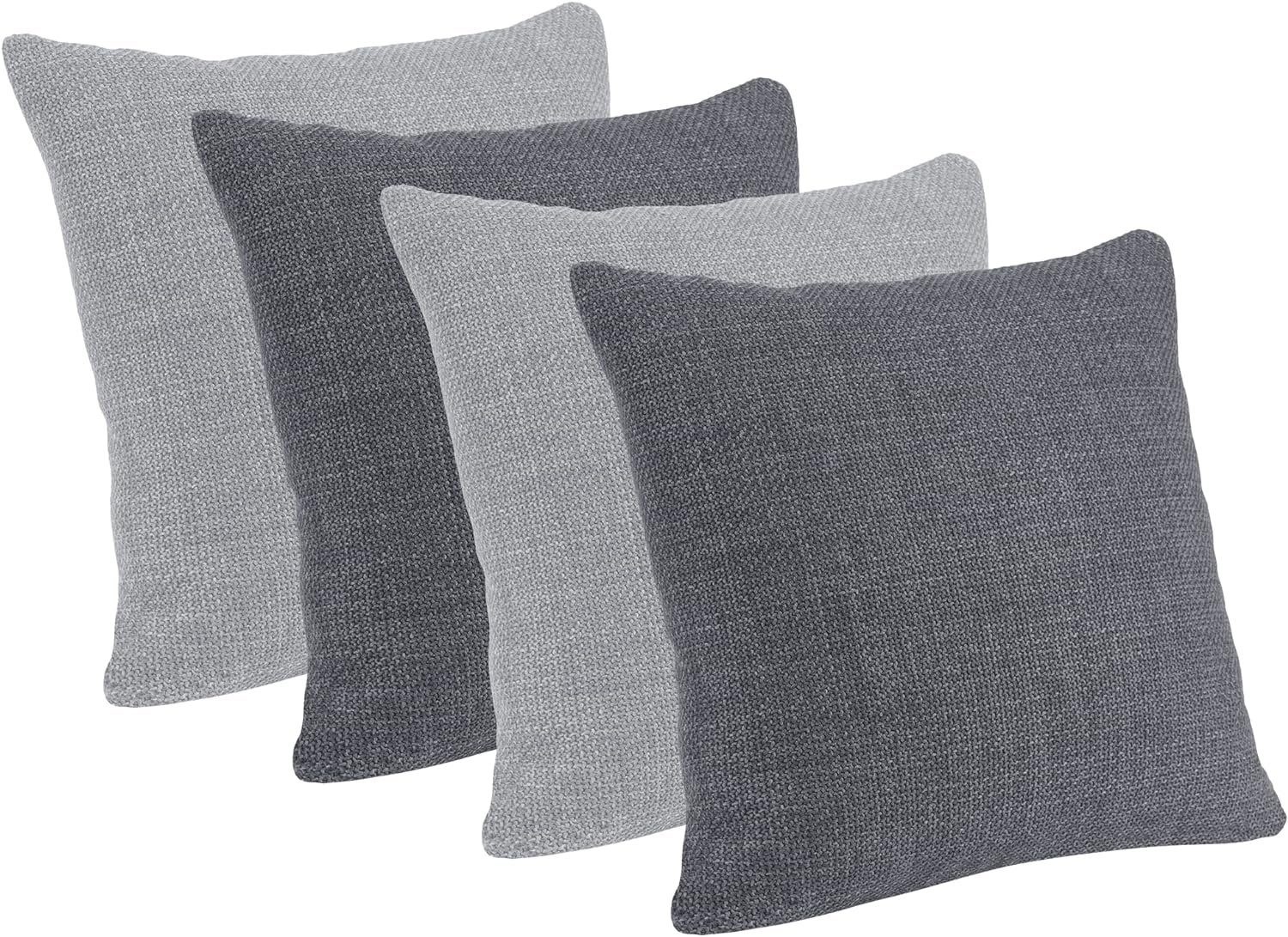 Selfitex Dekokissen 4er Set 40x40cm mit Füllung, strukturiert edler Polsterstoff, für Sofa, Couch, Bett oder als Polster jeglicher Art