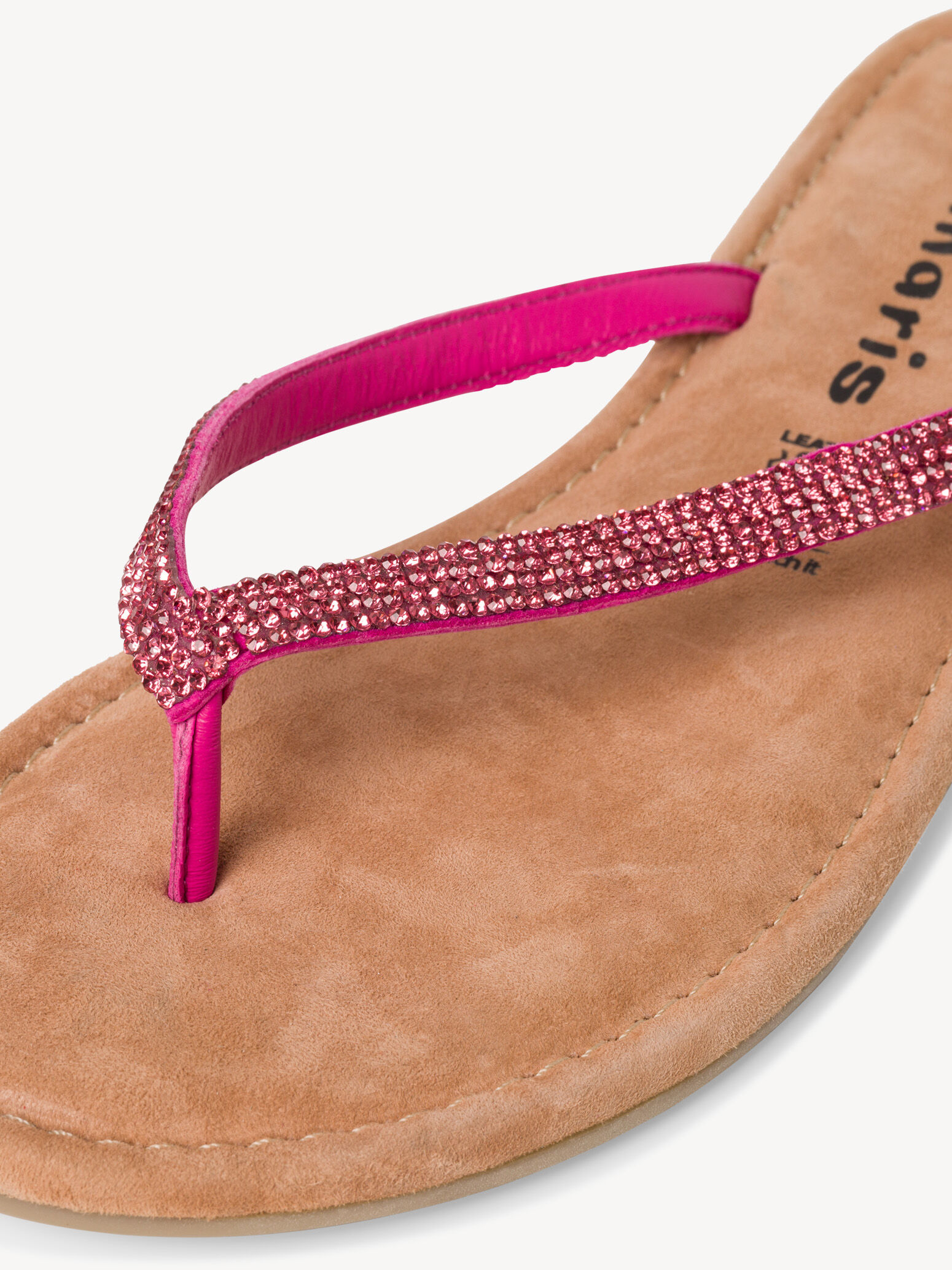 Tong en cuir - rose fuchsia