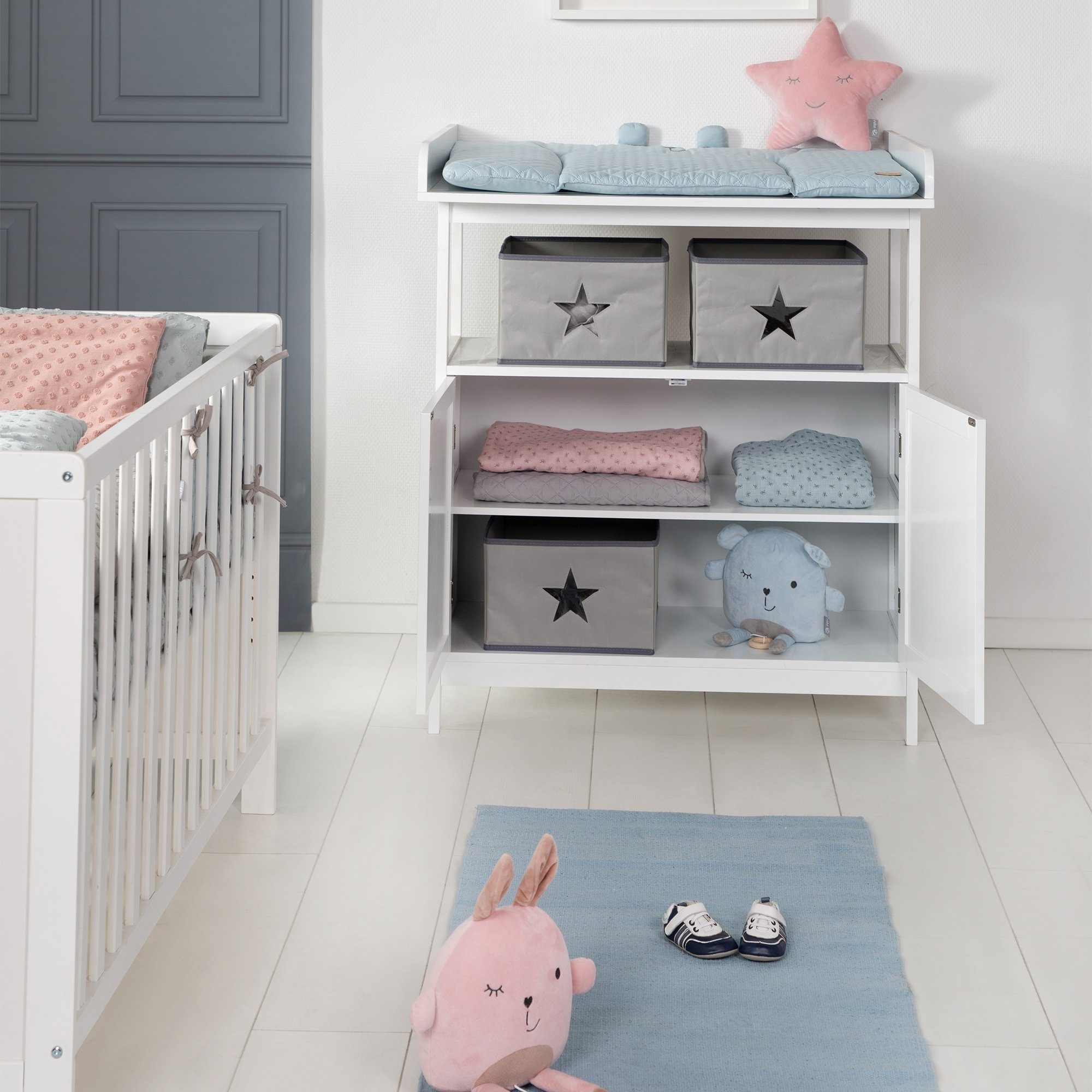 roba® Babymöbel-Set Hamburg, (2-St), Beistellbett & schmale Wickelkommode