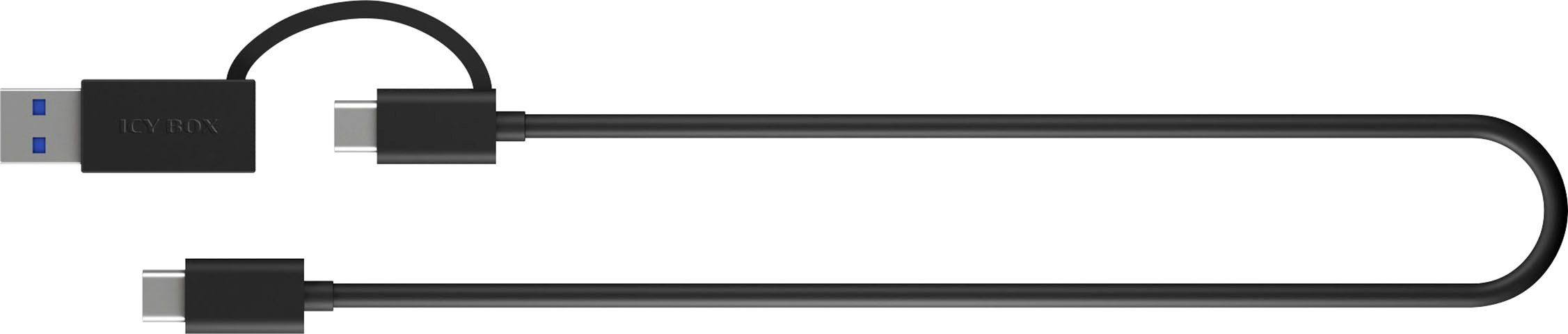 ICY BOX Festplatten-Dockingstation ICY BOX M.2 SSD NVMe & SATA, USB 3.2 Gen 2 Type-C oder Type-A, Werkzeuglos, Aluminium