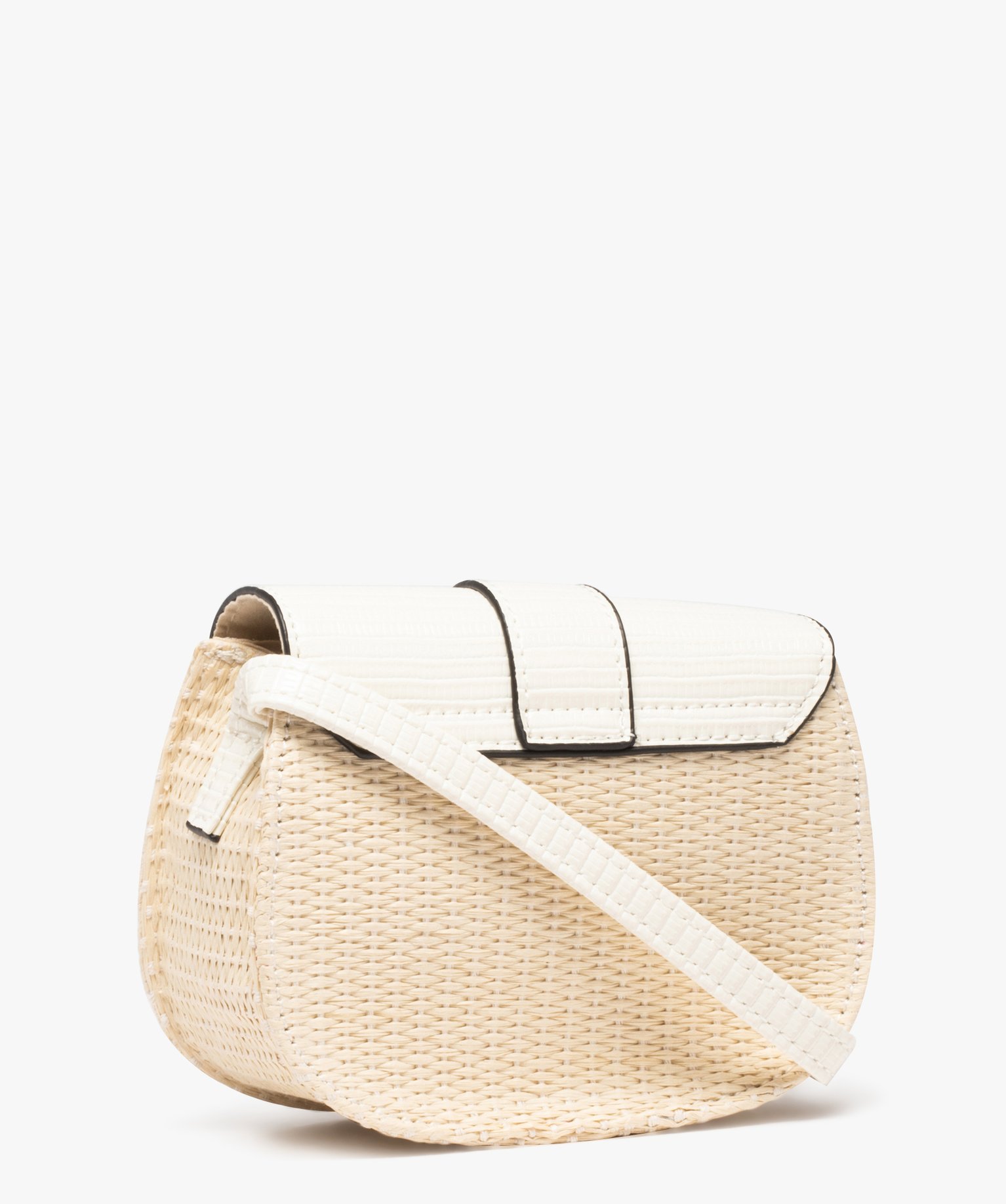 Sac fille à rabat en paille de papier tressé blanc | GEMO