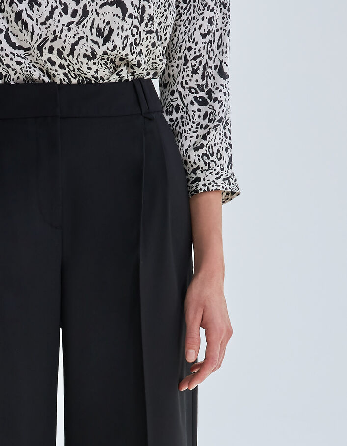 Pantalon large noir taille haute Femme