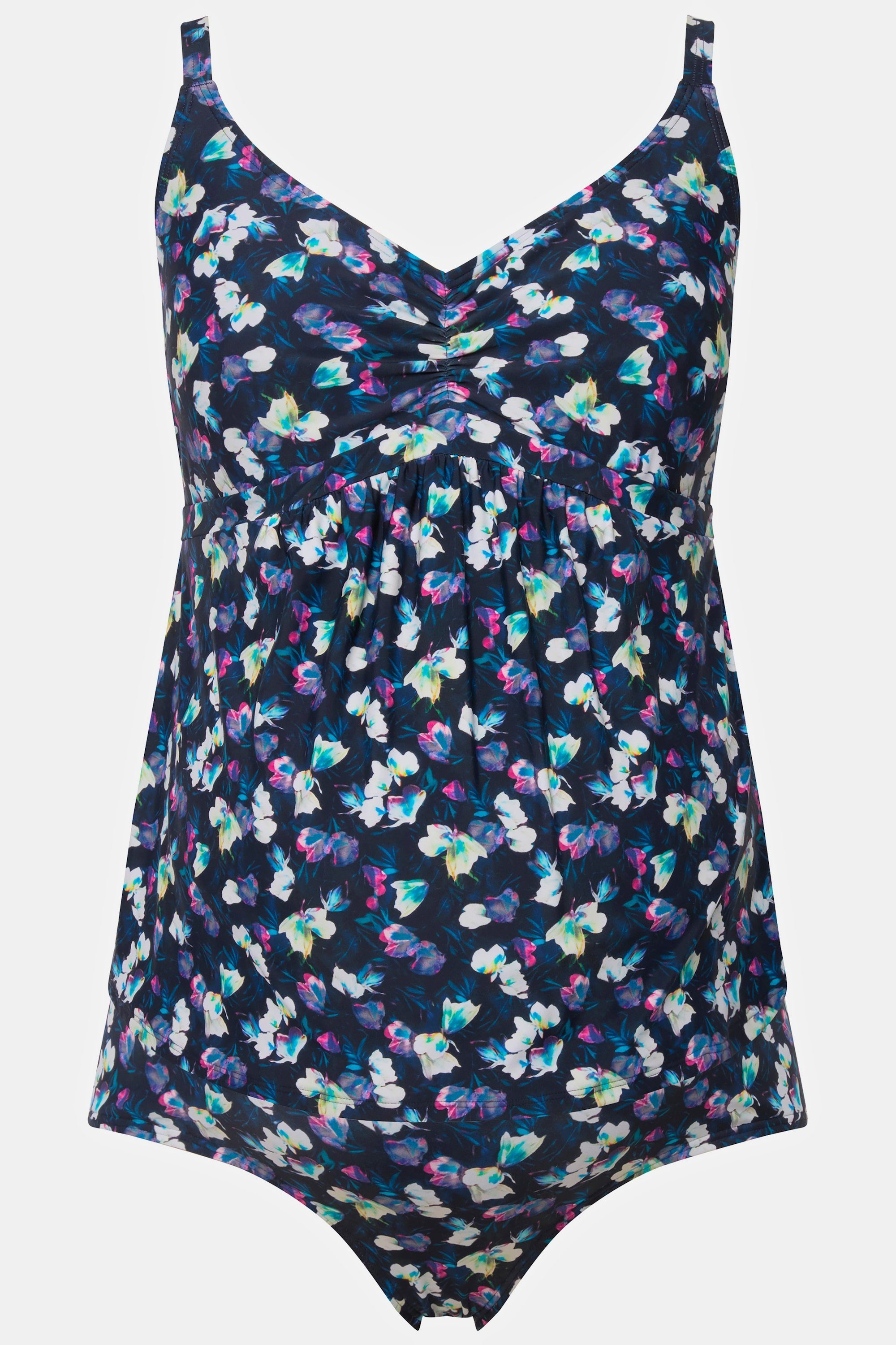 Ulla Popken Tankini Bellieva-Tankini Zweiteiler Blumenmuster Raffung
