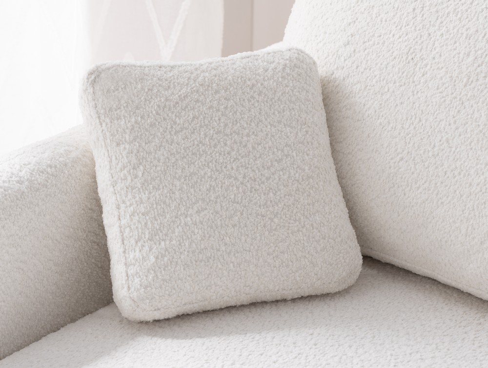 Möbel Punkt Ecksofa NICE Abriamo Boucle Ecru Hell mit Bett und Bettkasten Ottomane Universell Rechts Links