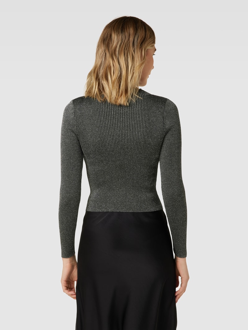 Strickpullover mit U-Boot-Ausschnitt Modell 'METALIK' in black