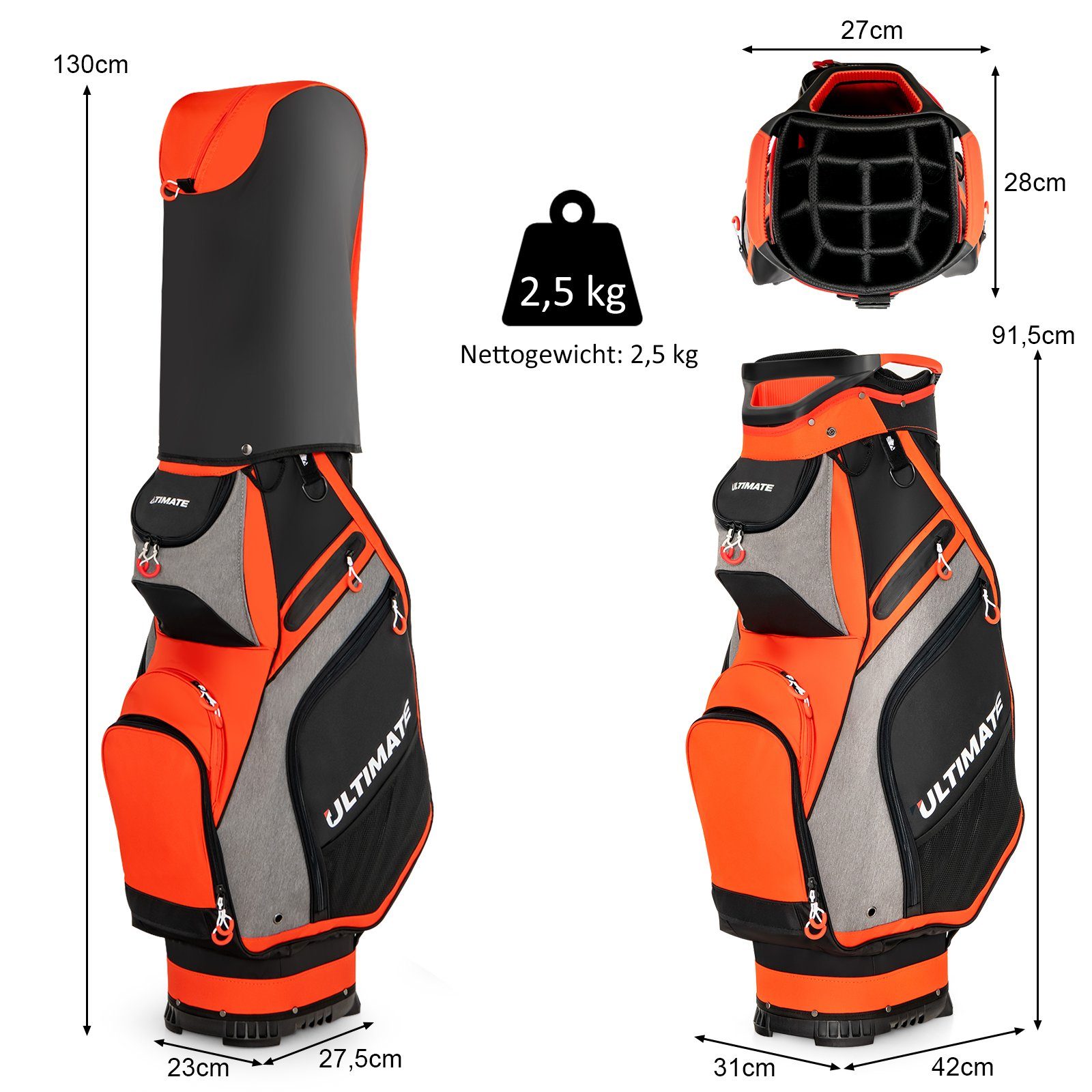COSTWAY Golfbag-Regenschutz Golftasche, mit 14 Trennwänden