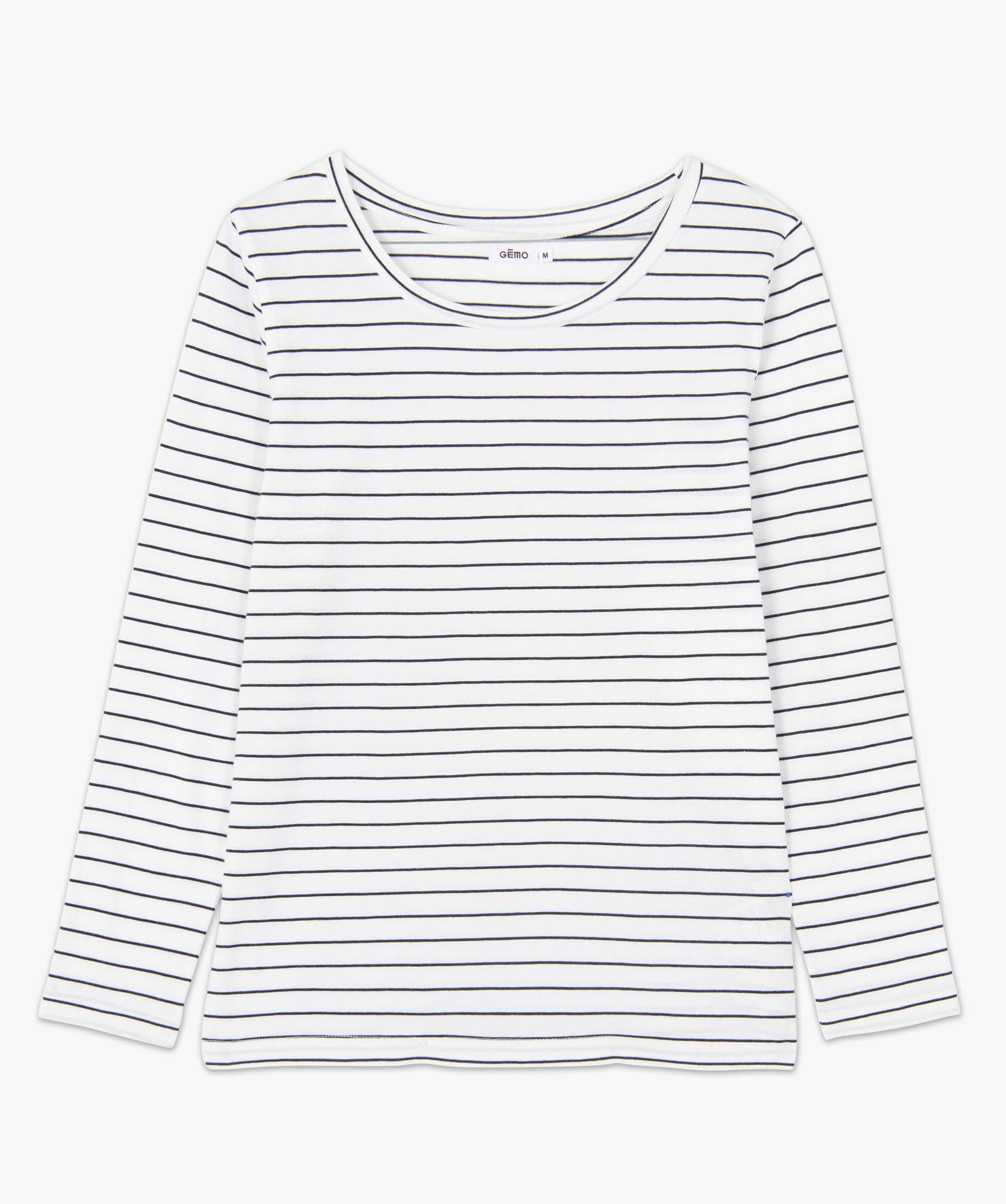 Tee-shirt femme rayé à manches longues raye | GEMO