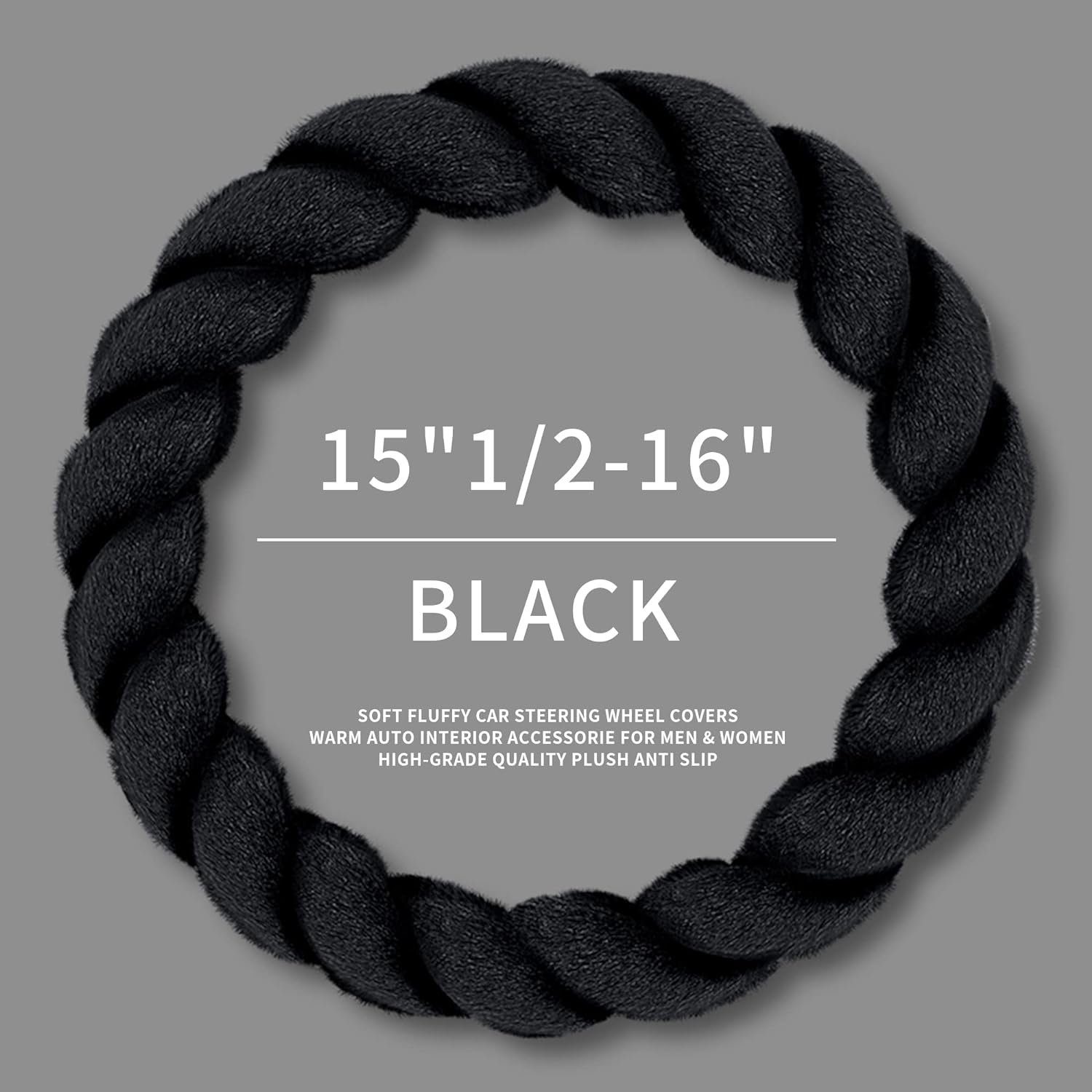 KINOMI Lenkradbezug Luxuriöse Flauschige Winter-Auto-Lenkradbezüge für Damen, Ø 37,00 - 38,00 cm, weich, warm, Plüsch, niedlich, Auto-Innenzubehör für Fahrzeug