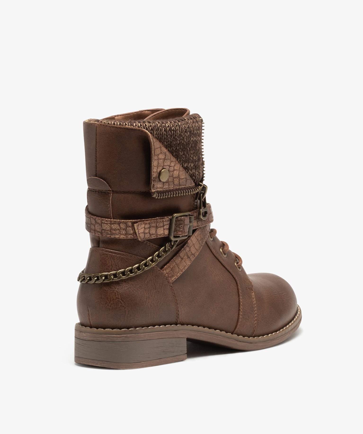 Boots avec tige fantaisie et chaine à la cheville femme camel | GEMO