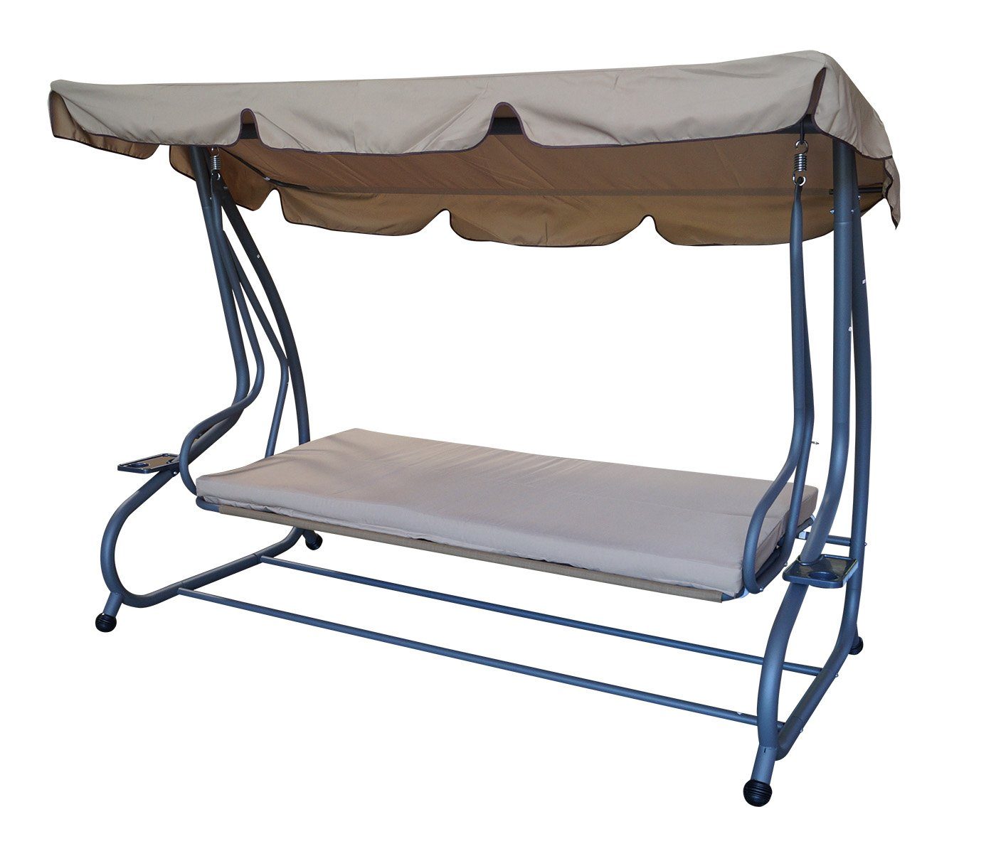 DEGAMO Hollywoodschaukel MIAMI, 4-Sitzer, 2 tlg., 4-sitzer, Liegefunktion, Gestell grau, Bezüge beige, Schutzhülle